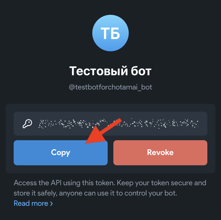 Токен бота в BotFather